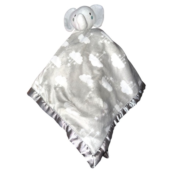 Parents Choice Large Gray Elephant Baby Lovey Clouds Security Blanket 24x24 - Picture 1 of 5